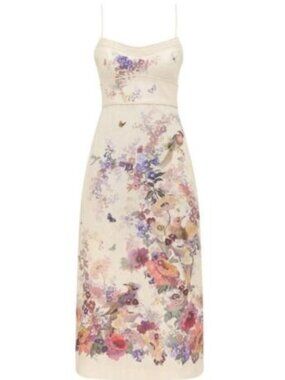 riders midi dress by zimmermann Feeling Flowerful @maddielancaster_ is stunning in our Zimmermann Riders Frill Crop & Scallop Hem skirt Set. Skirt is suitable for size 8-10. Top can fit up to size 12. Can hire